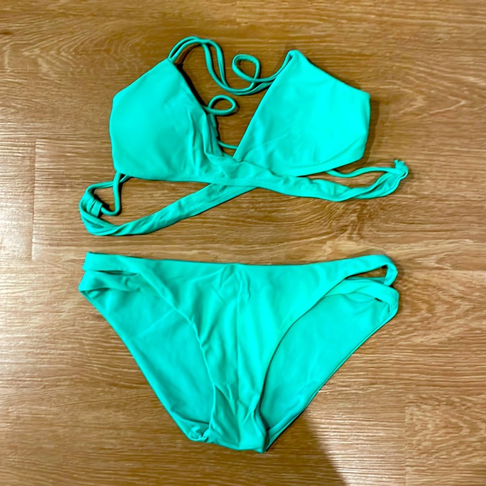 Green Cross Back Bikini
